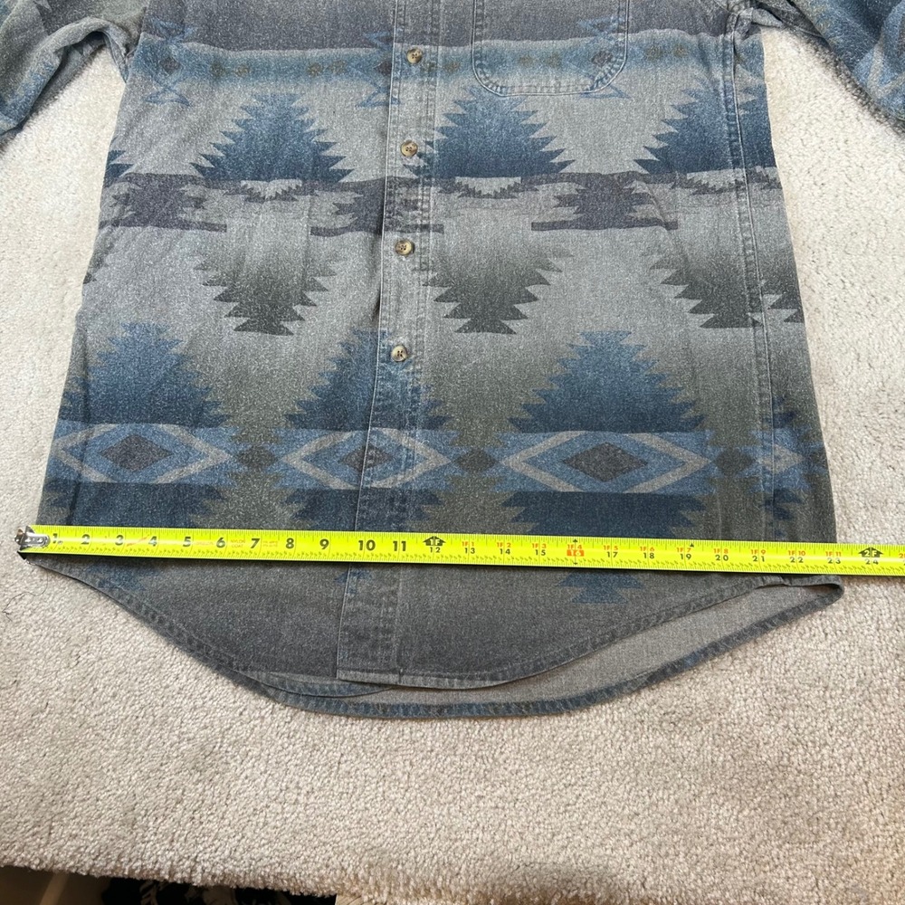 Woolrich Button Down Shirt Men Large Grey Blue Southwestern Aztec Cotton Flannel - Picture 9 of 12